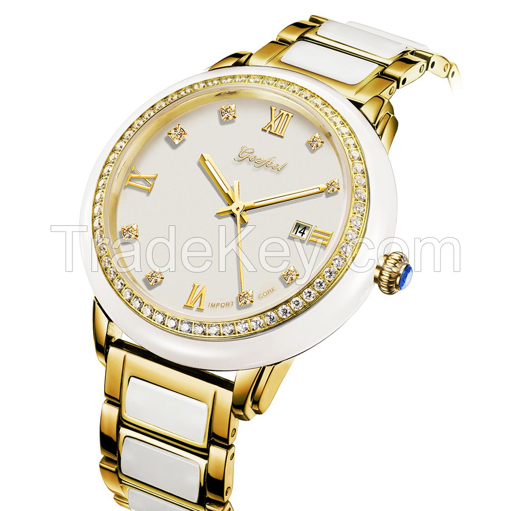 Custom automatic mechanical 8215 movement stainless steel real jadeite watch for couple