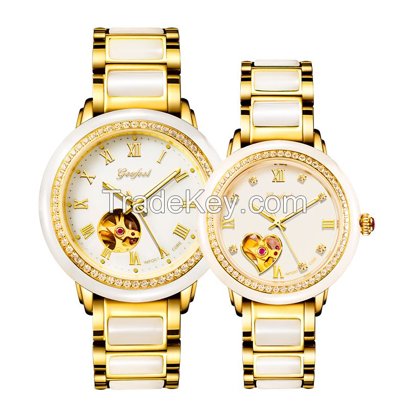 High end skeleton automatic mechanical jade watch for men and women