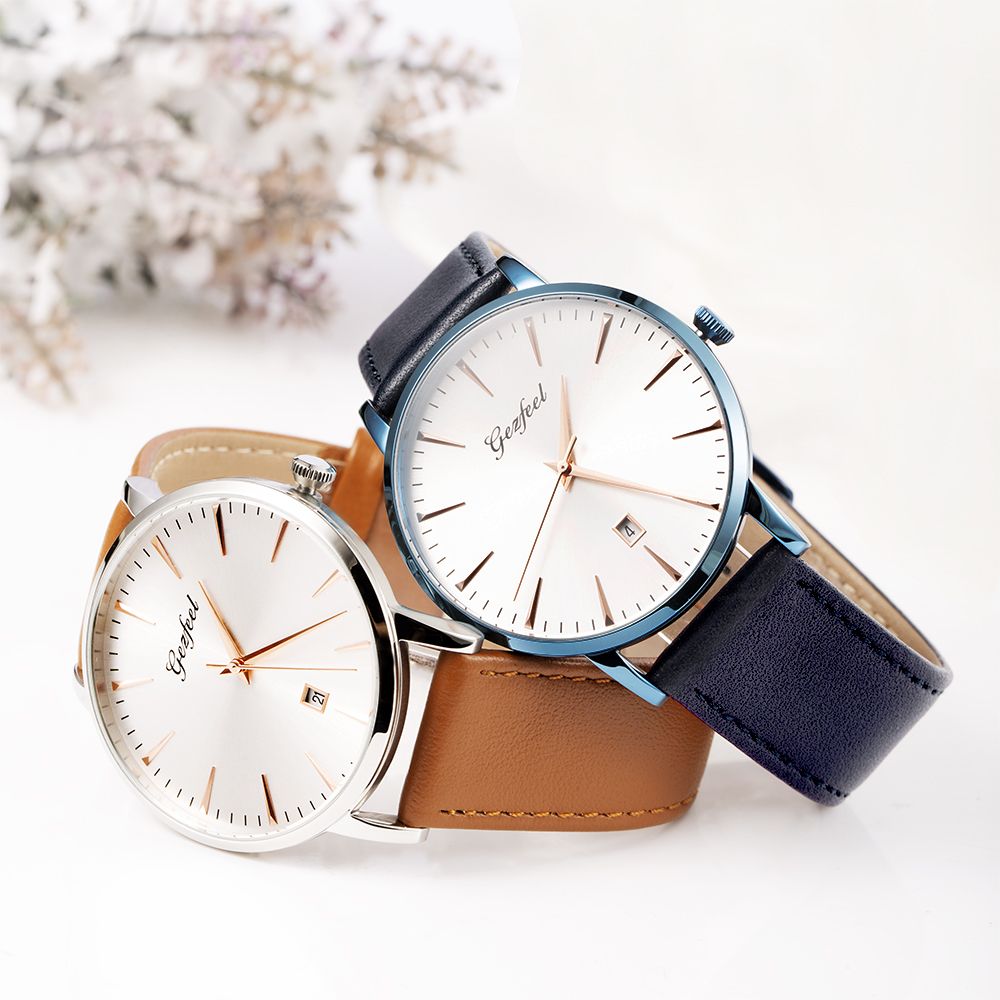 Blue Plating Fashion Decoration Stainless Steel Quartz Wrist Watch 