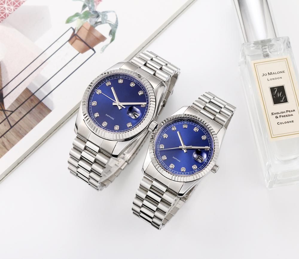 Fashion Couple Watch Stainless Steel Case And Strap Water Resistant Wristwatch