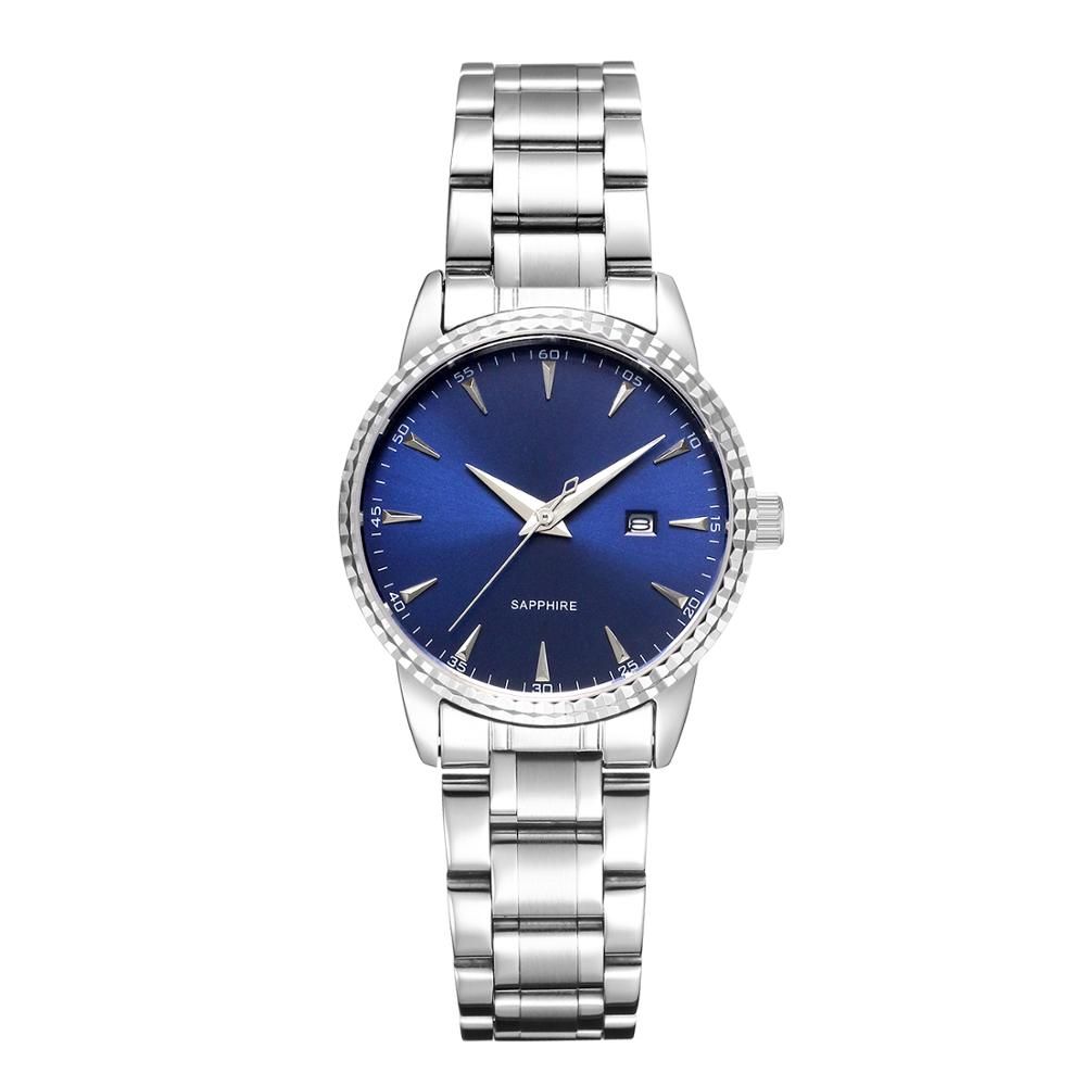 Custom logo Fashion Sunray Dial Stainless Steel Couple Wristwatch 