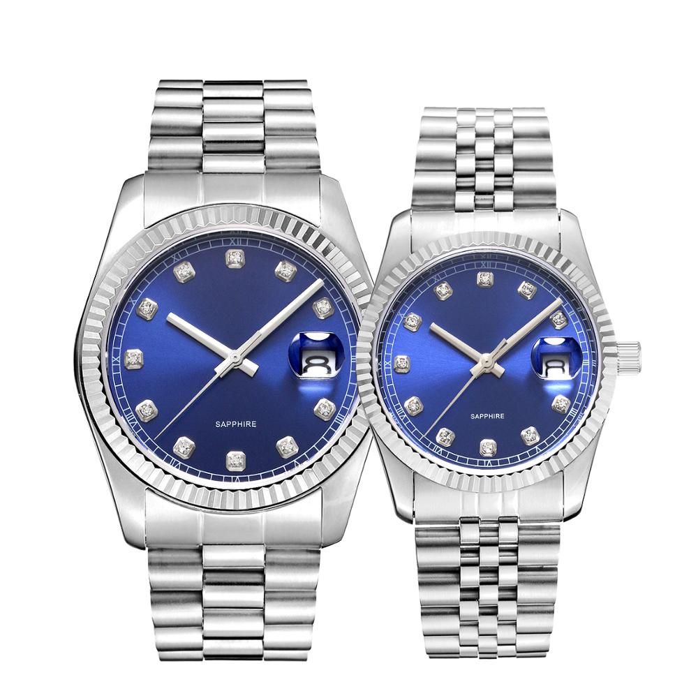 Fashion Couple Watch Stainless Steel Case And Strap Water Resistant Wristwatch