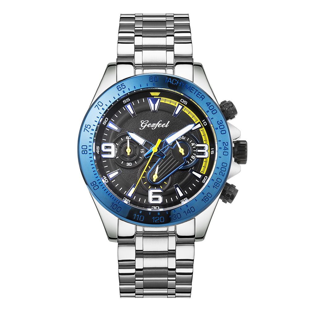 New Male Watch Trendy Stainless Steel Watch Multifunction Wrist Watch Men 