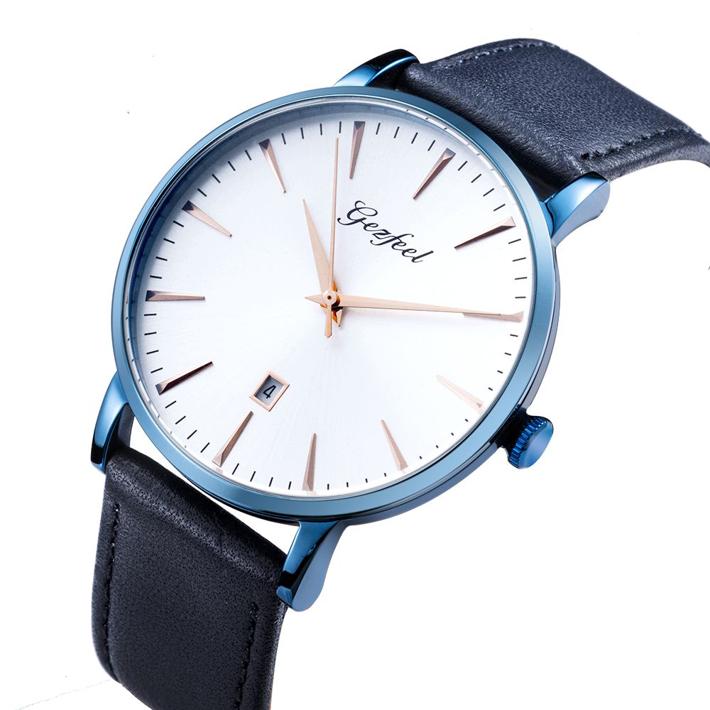 Blue Plating Fashion Decoration Stainless Steel Quartz Wrist Watch