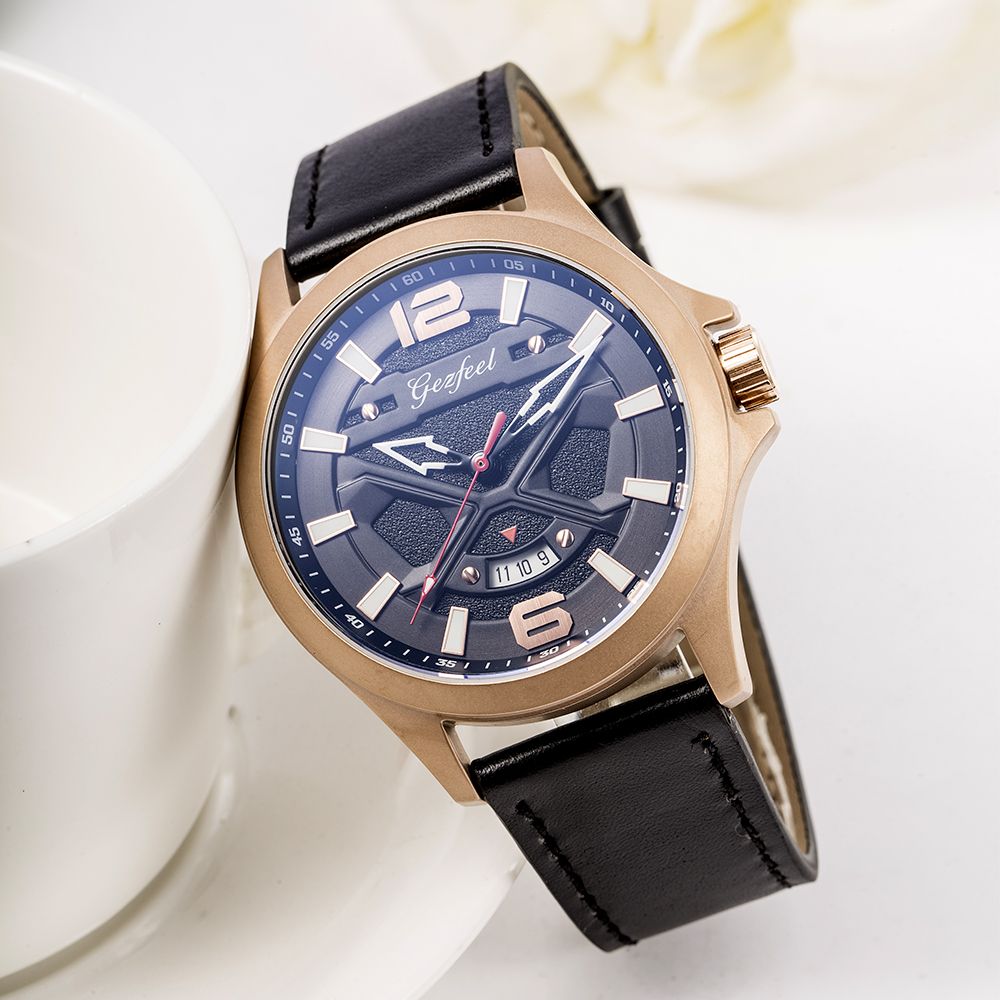 New Arrive Mens Watch Stainless Steel Watch Genuine Leather Strap Male Watches 