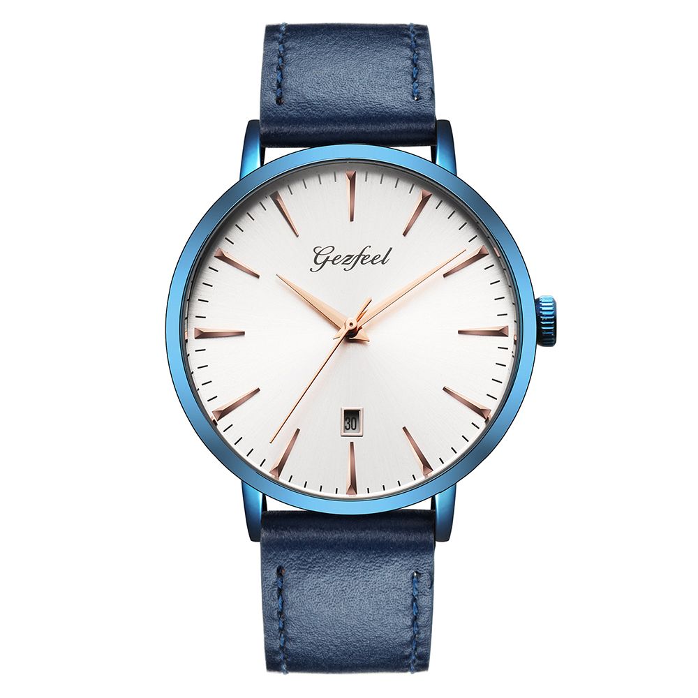 Blue Plating Fashion Decoration Stainless Steel Quartz Wrist Watch