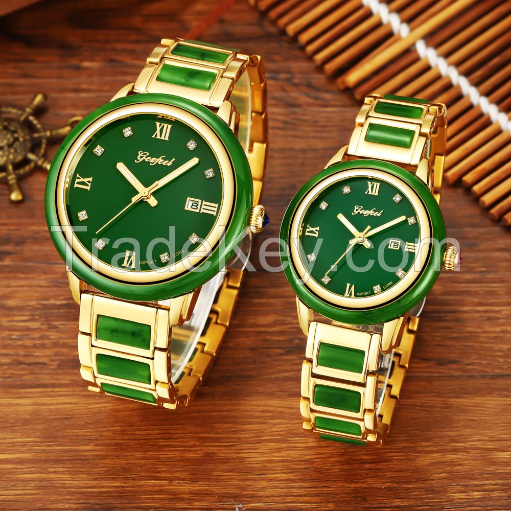 Luxury Natural Material Jasper Japan Movement Mechanical Watch for Decoration 
