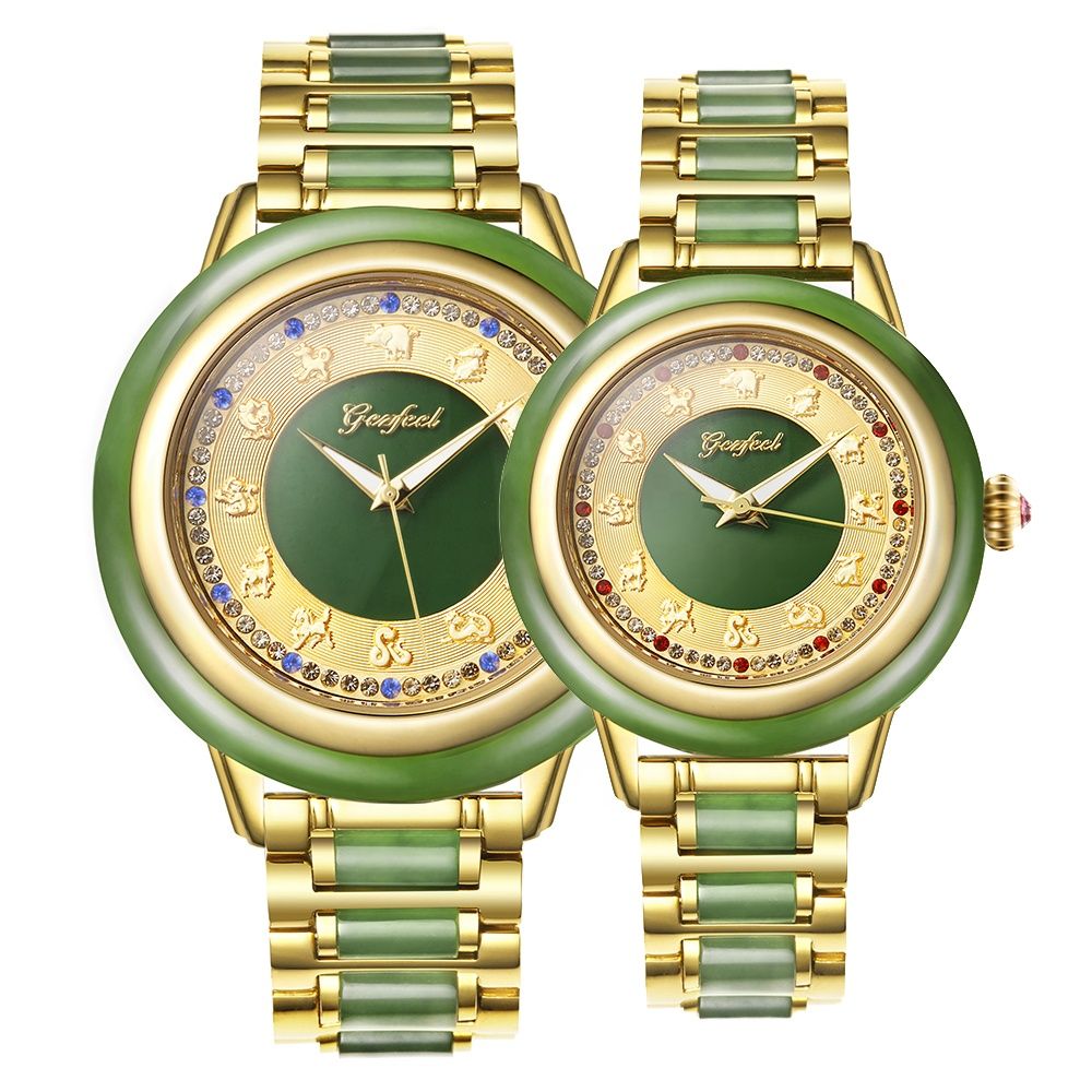 China Watch Supplier Custom Jasper Automatic Mechanical Zodiac Jade Watches For Couple