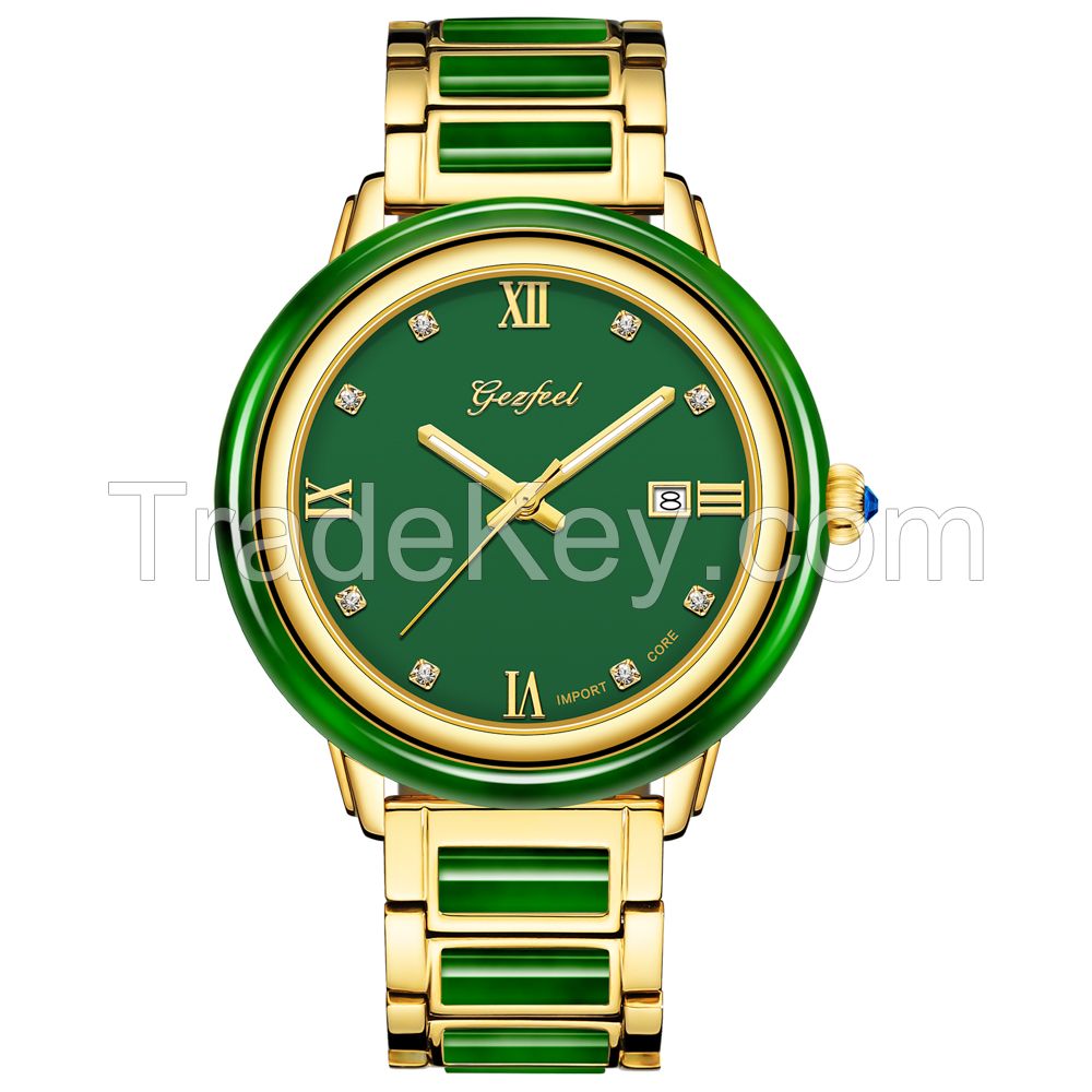Luxury Natural Material Jasper Japan Movement Mechanical Watch for Decoration