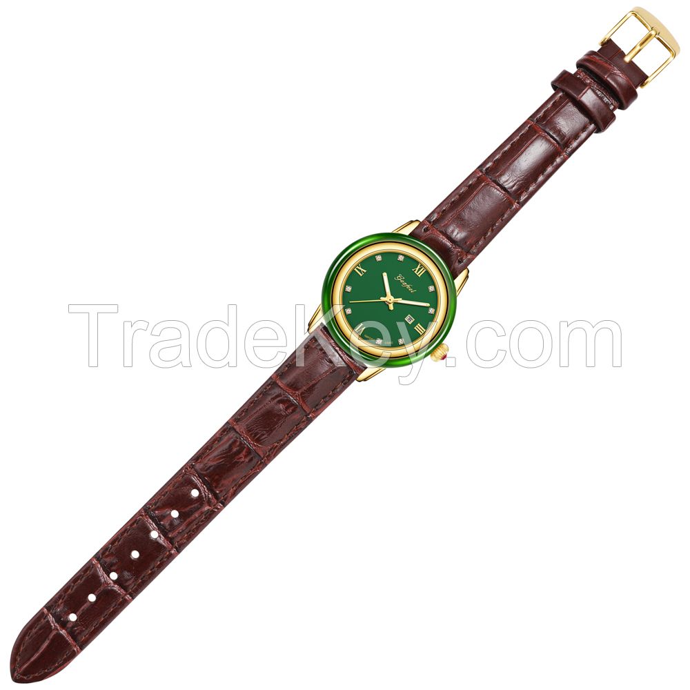 Luxury Jasper Japan Movement Stainless Steel&Jade Mechanical Watch