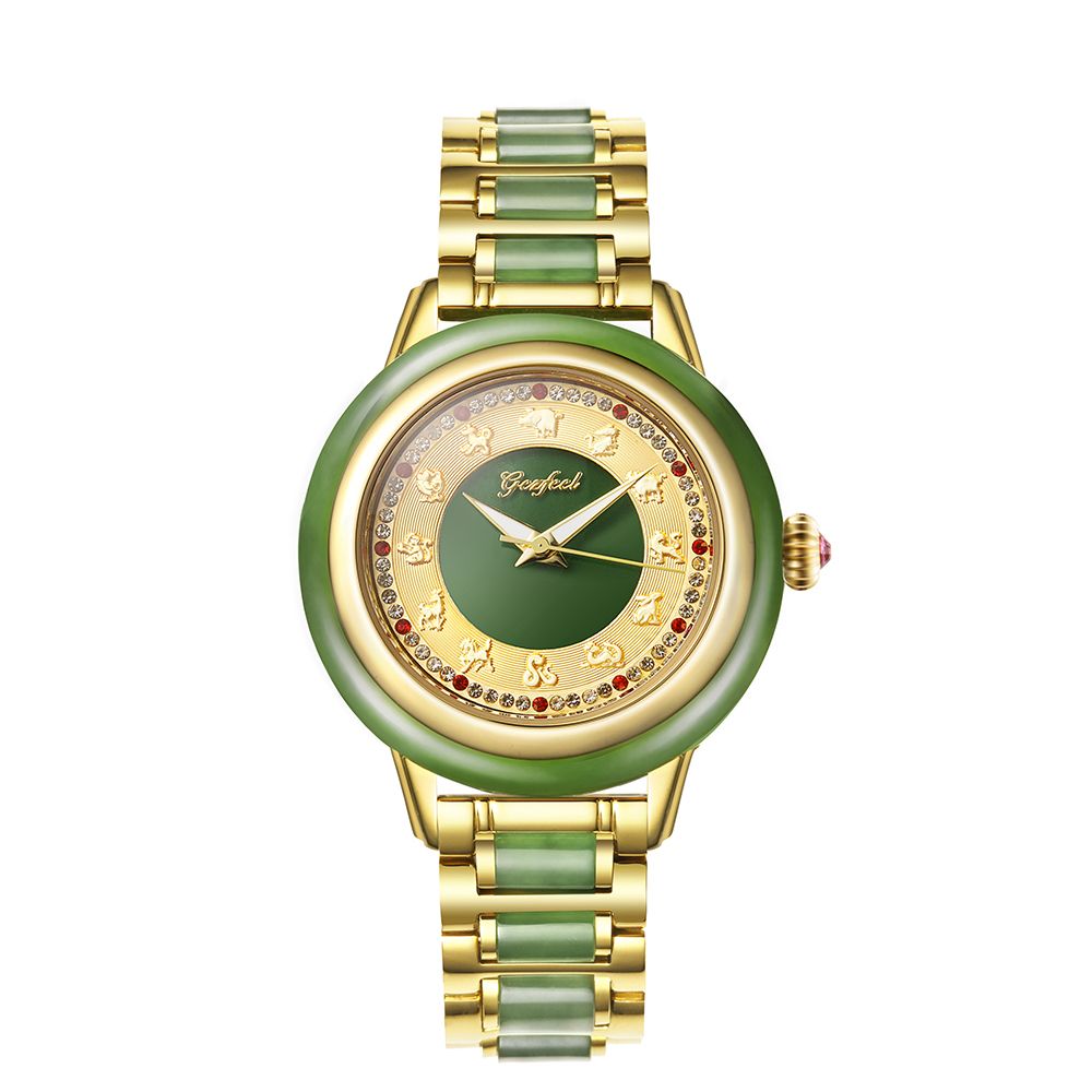 China Watch Supplier Custom Jasper Automatic Mechanical Zodiac Jade Watches For Couple 