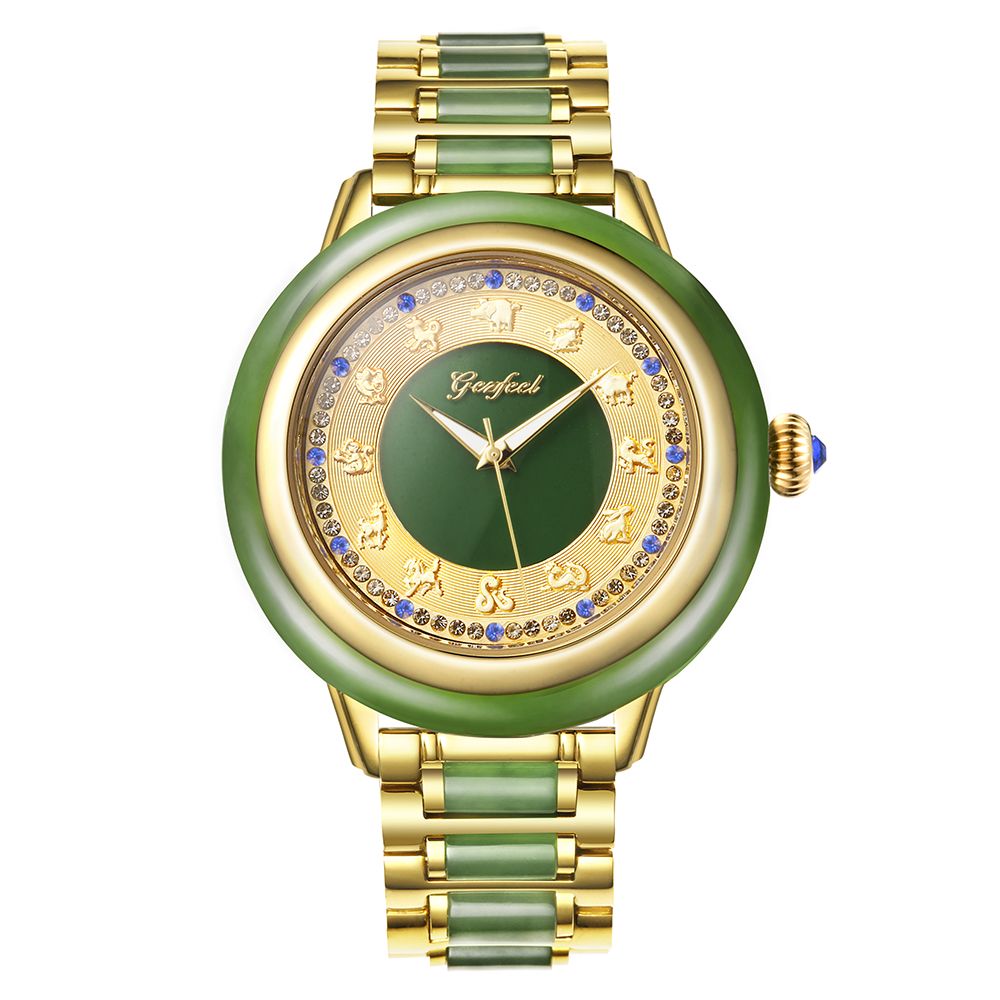 China Watch Supplier Custom Jasper Automatic Mechanical Zodiac Jade Watches For Couple 