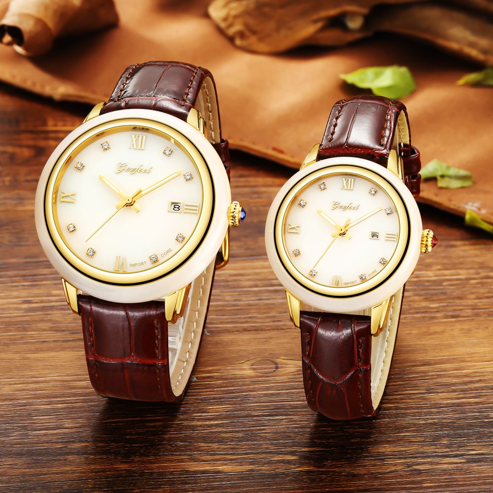 Custom Jade Gift Luxury Mark White Jade Watch for Couple