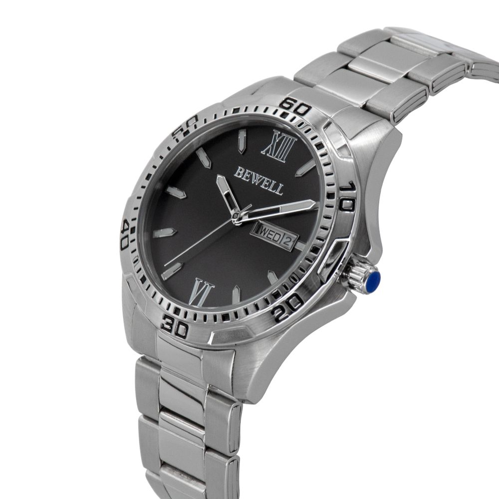 OEM New Trend Stainless Steel Double Calendar Wrist Watch 
