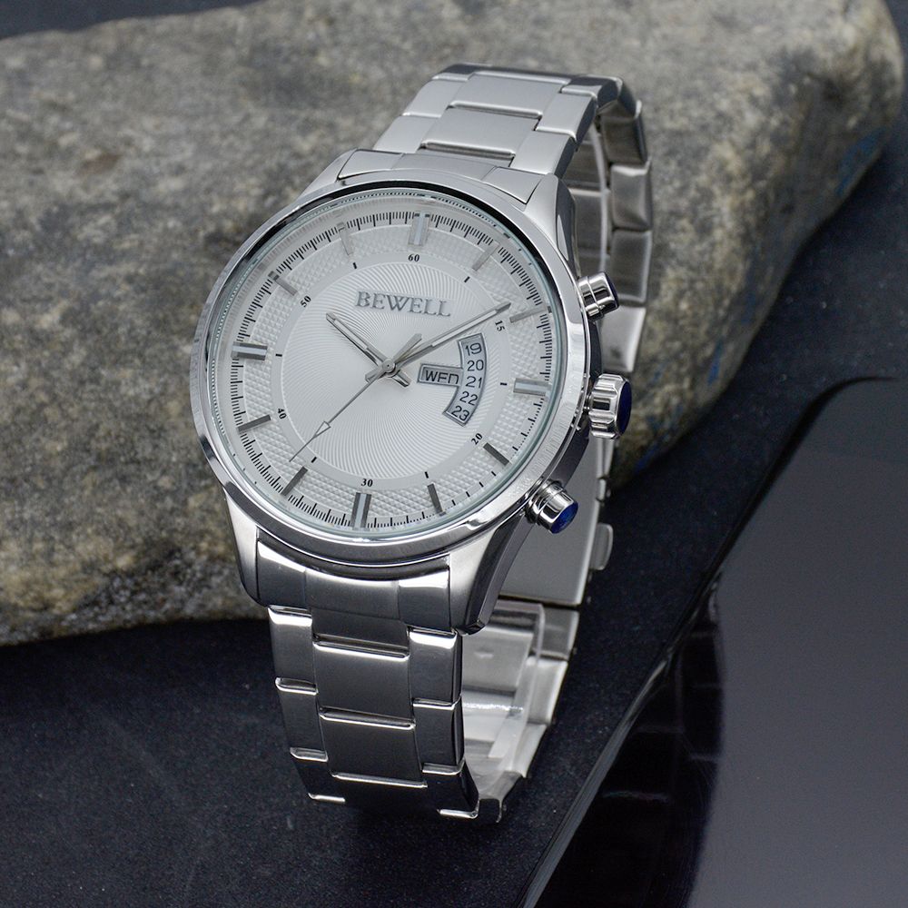 Custom Bewell Fashion Design Stainless Steel Watch For Busimness Men