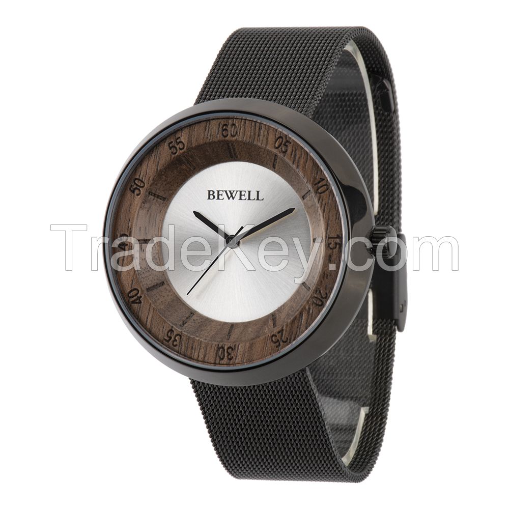 Custom Promotional Metal Gift Stainless steel&Wooden Mens Watch 