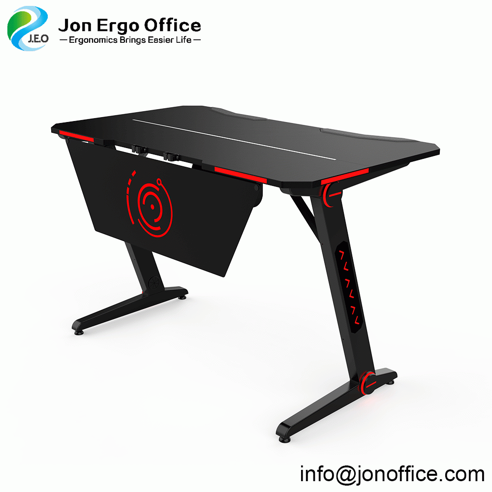 Z-Shaped Desk Home Office Computer Gaming Desk With RGB Light