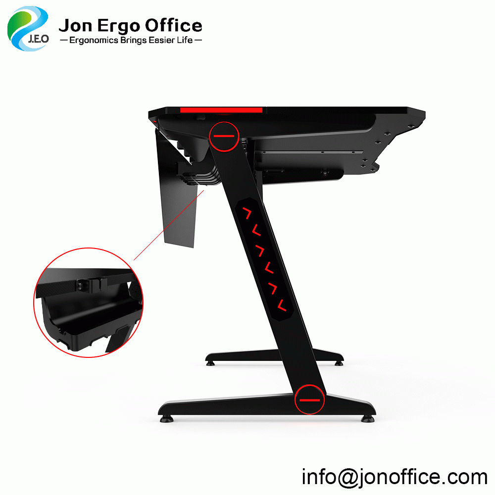 Z-Shaped Desk Home Office Computer Gaming Desk With RGB Light