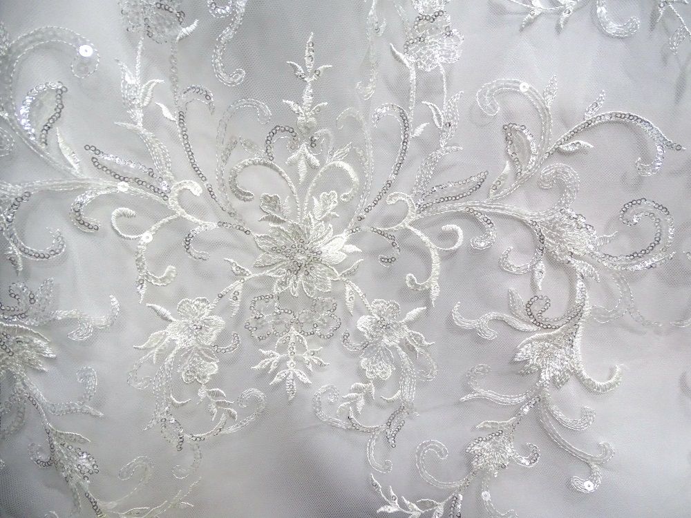 Good quality best price Embroidery lace fabric bridal fabrics for wedding dress from China