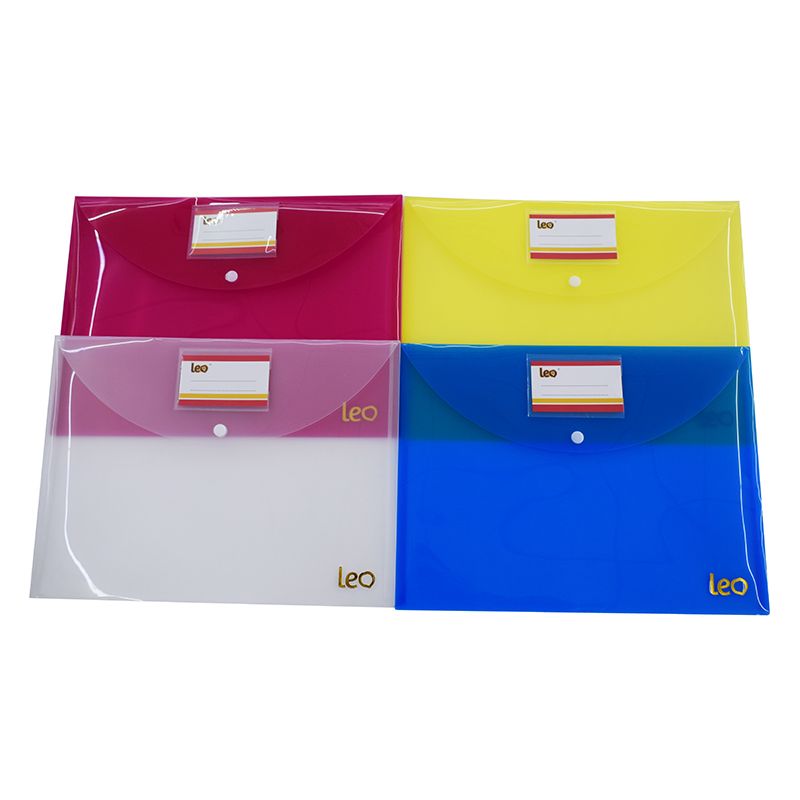 Office Stationery Manufacturer Translucent A4 FC Plastic Document Bags With Card Holder