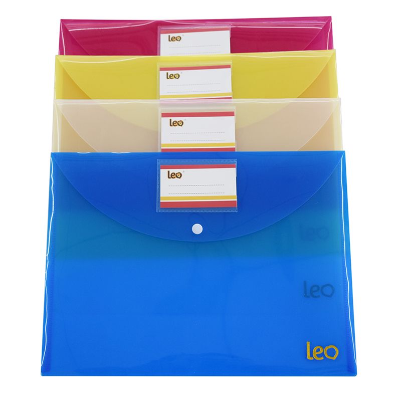 Office Stationery Manufacturer Translucent A4 FC Plastic Document Bags With Card Holder