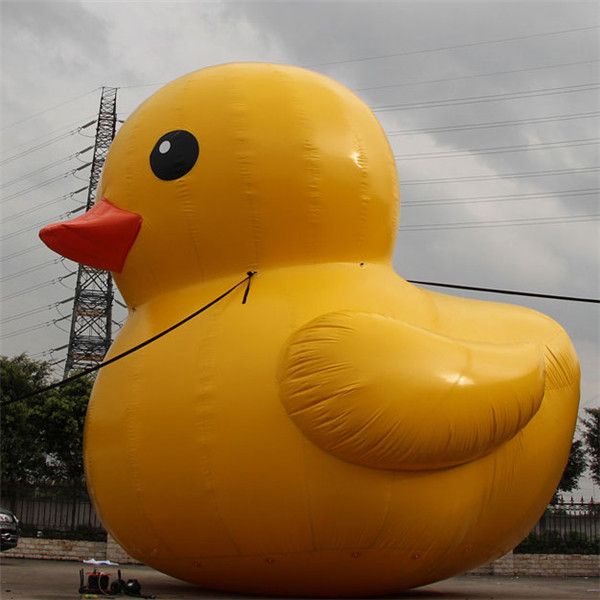 Custom Inflatable 7m High Giant Yellow Duck Balloon For Adverstising K2012