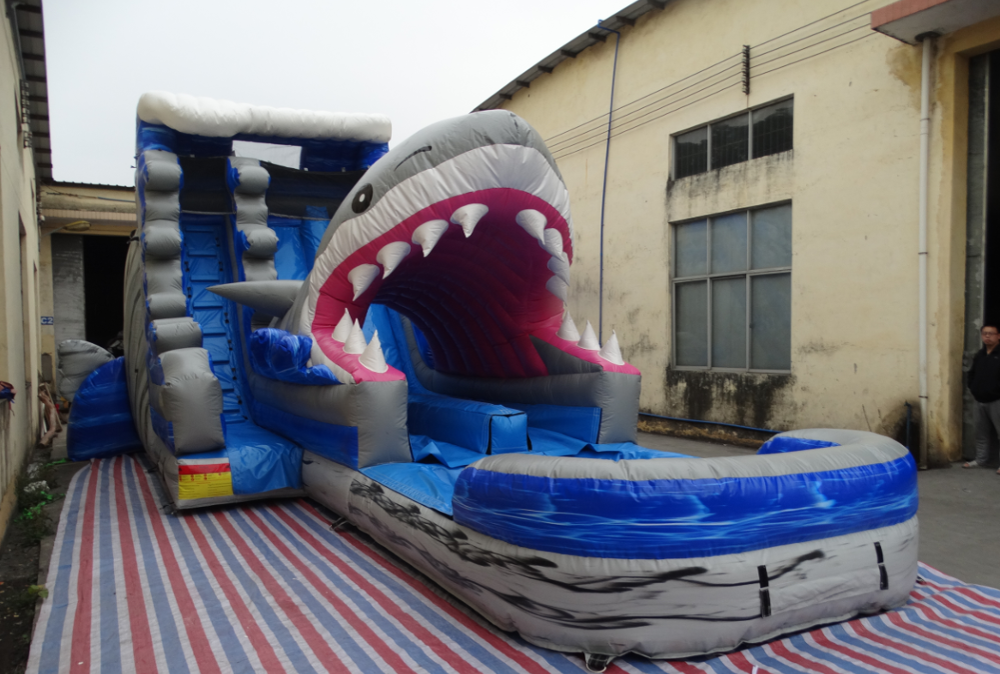 5006317- Inflatable Amusement Park Large Adult Inflatable Shark Water Slides for Kids