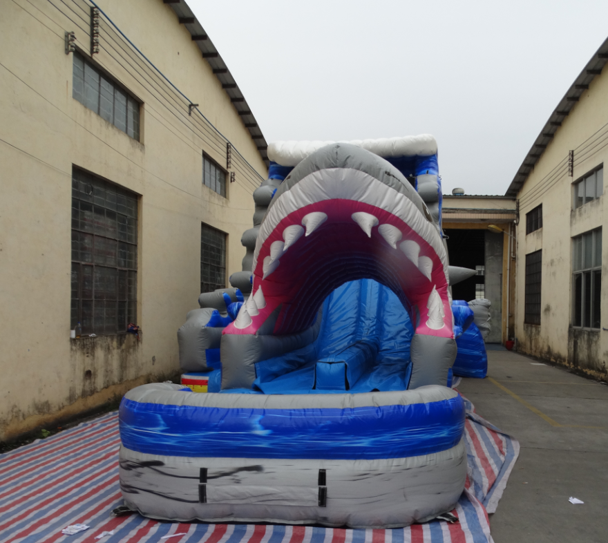 5006317- Inflatable Amusement Park Large Adult Inflatable Shark Water Slides for Kids