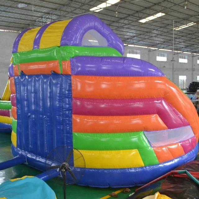 5006362-Rainbow Colorful Inflatable Jumping Bouncer Castle Amusement Park Kids Inflatable Slide