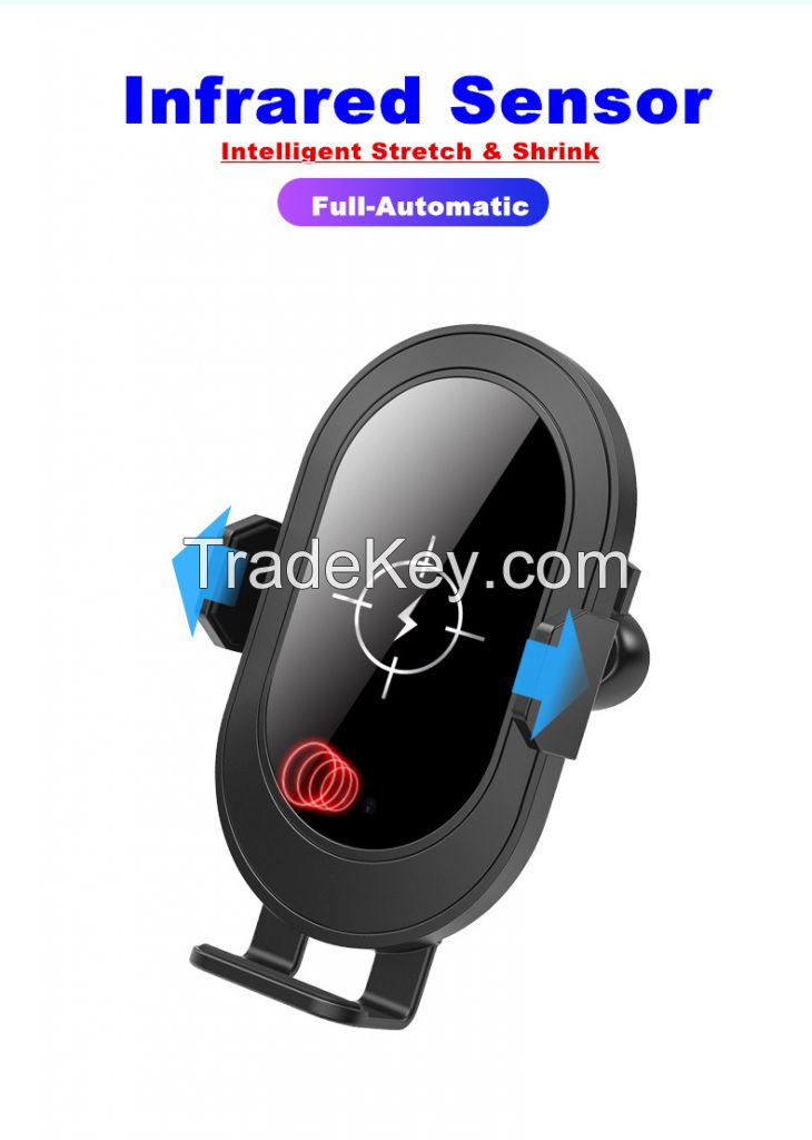 Q1 car wireless charger mount with infrared sensor for air vent and windshield