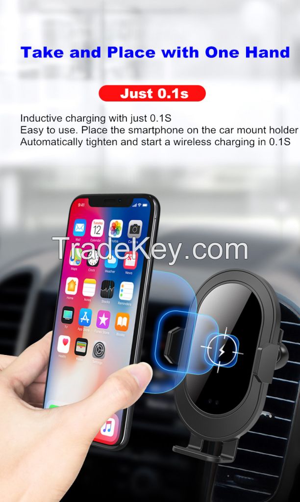 Q1 car wireless charger mount with infrared sensor for air vent and windshield