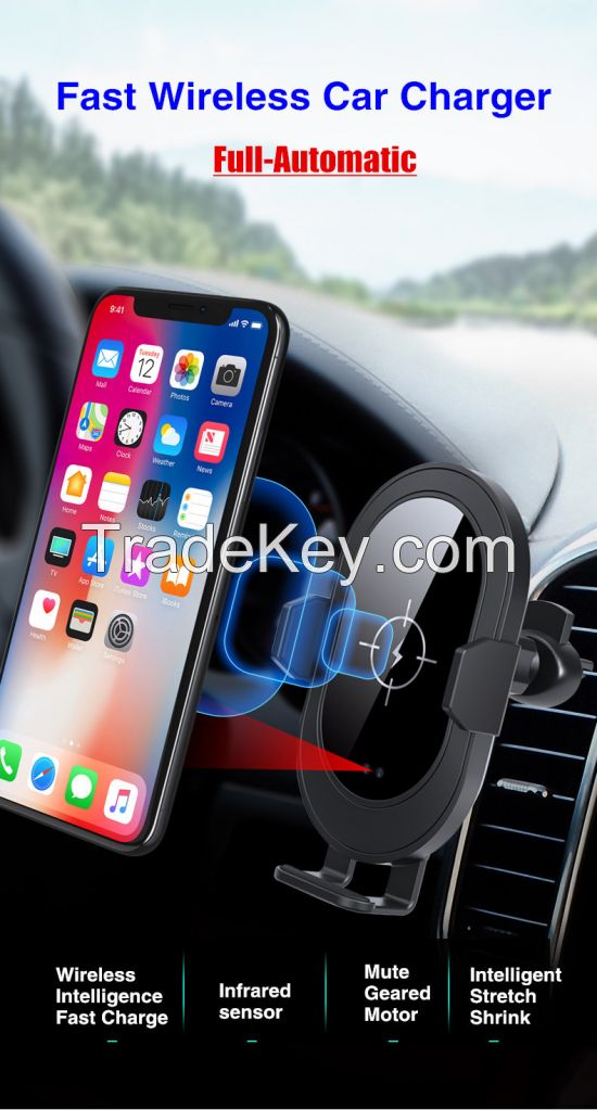 Q1 car wireless charger mount with infrared sensor for air vent and windshield