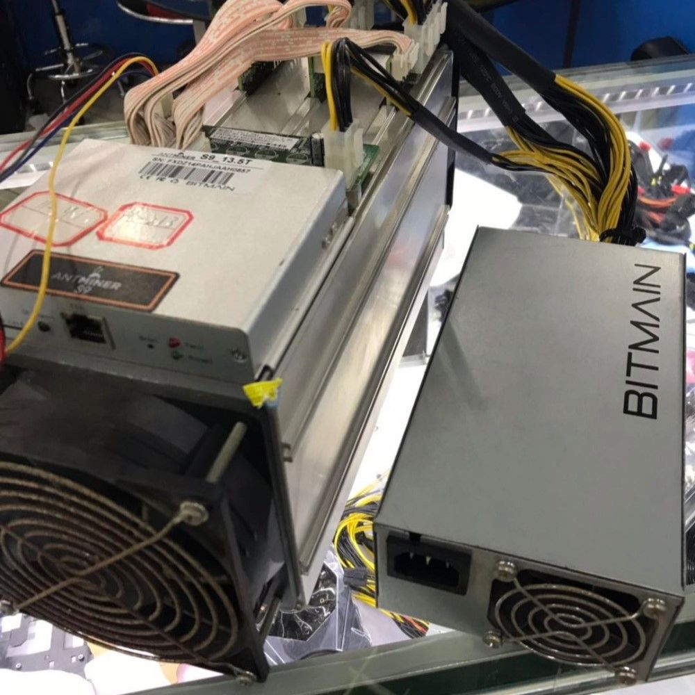 Used AntMiner S9 13.5T with APW3-12-1600W psu Asic Miner 16nm Btc BCH Miner Bitcoin Mining Machine 