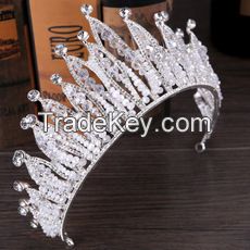 2019 new bridal tiara exquisite baroque crown bride big crown European bride hair accessories headband