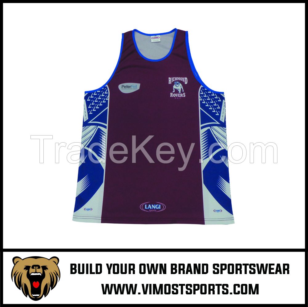 OEM 100% polyester Custom Sublimation Cool Dry Singlet