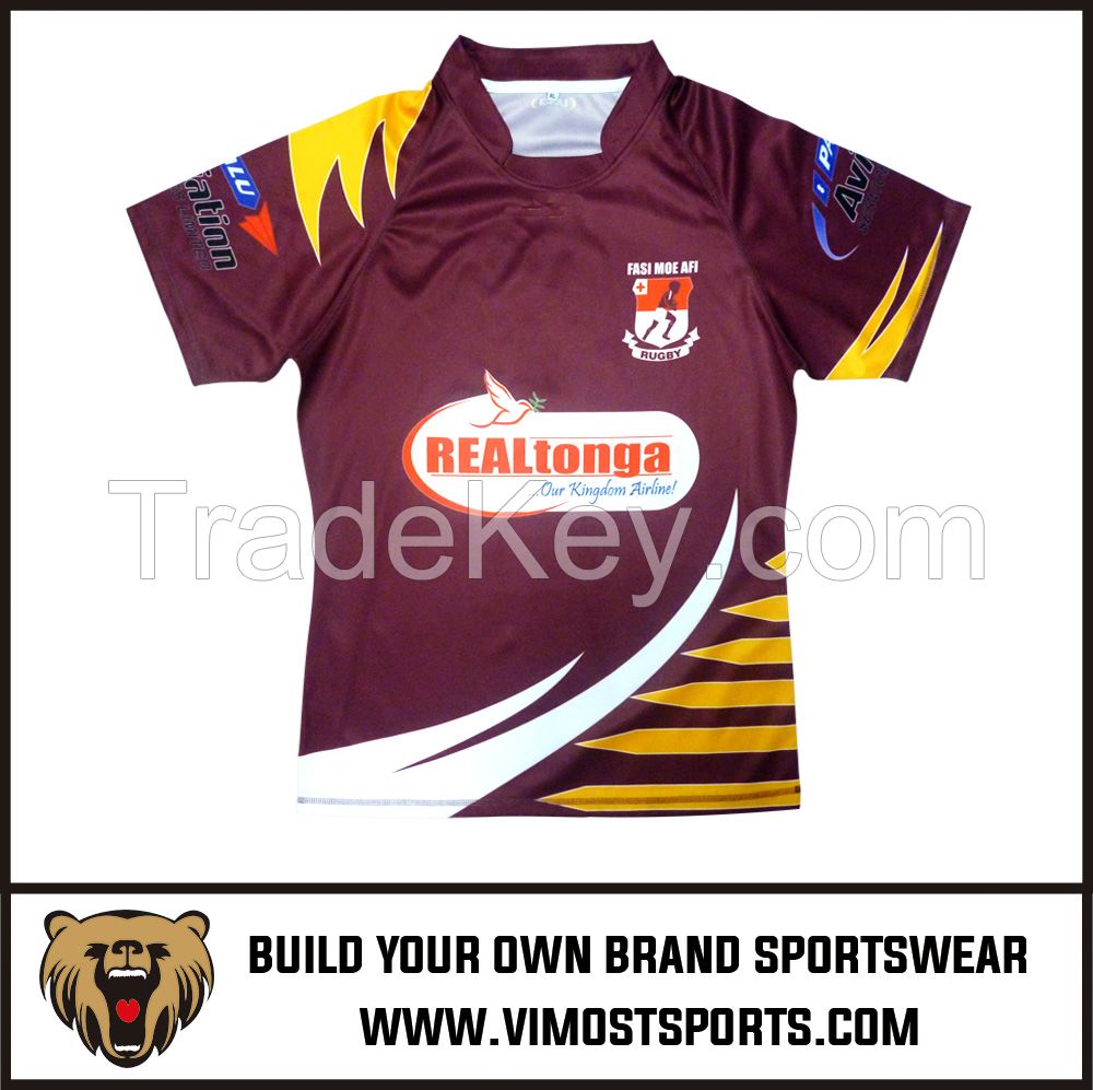 OEM 100% polyester Custom Sublimation Rugby Jersey