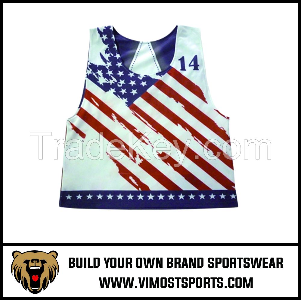 OEM 100% polyester Custom Sublimation Lacrosse reversible pinnies