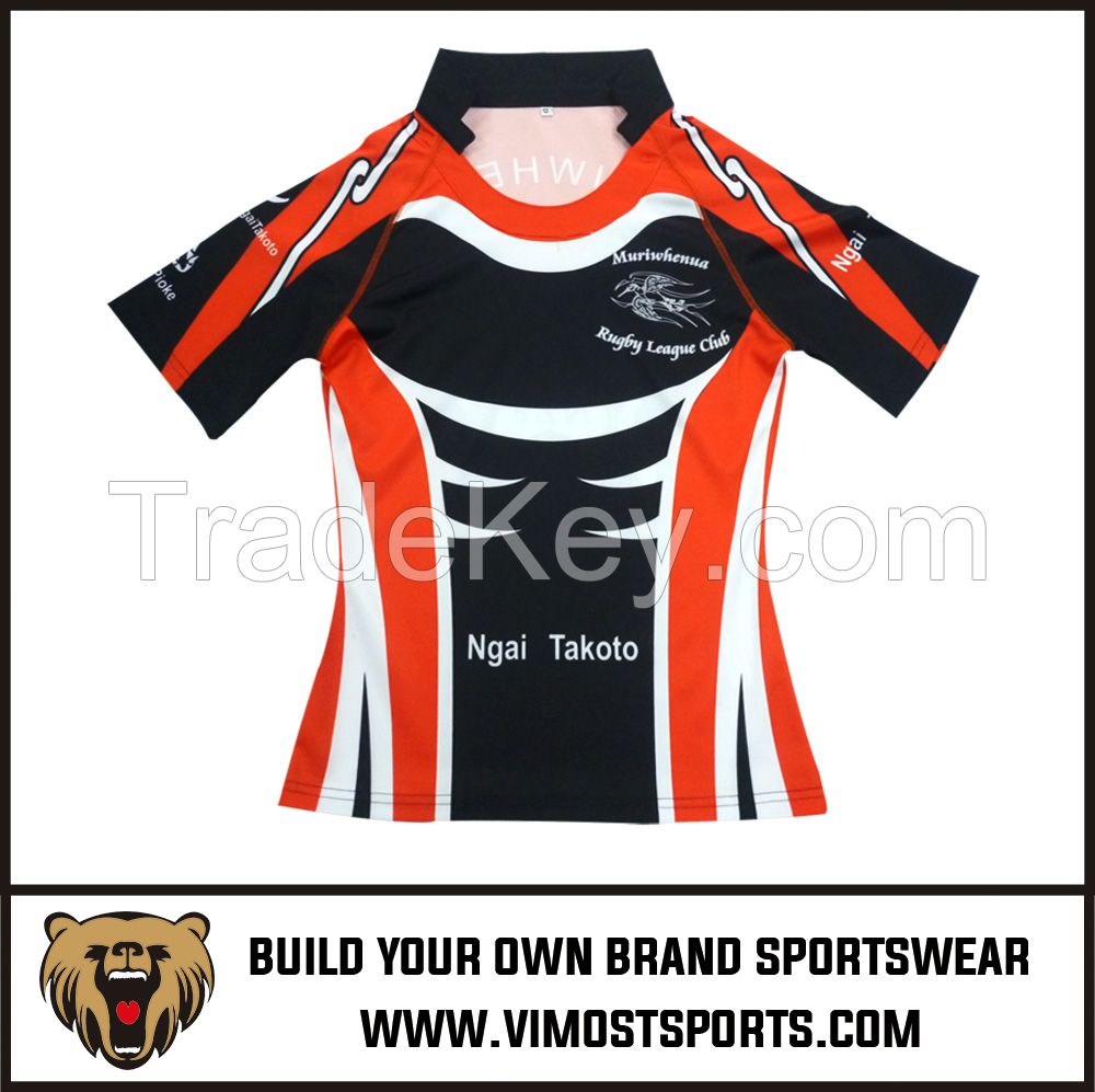 OEM 100% polyester Custom Sublimation Rugby Jersey