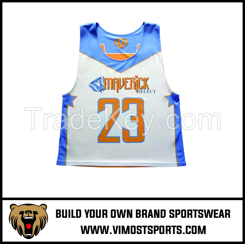 OEM 100% polyester Custom Sublimation Lacrosse reversible pinnies