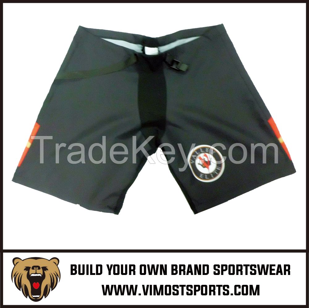 OEM 100% Polyester  Custom Sublimation Ice hockey shorts