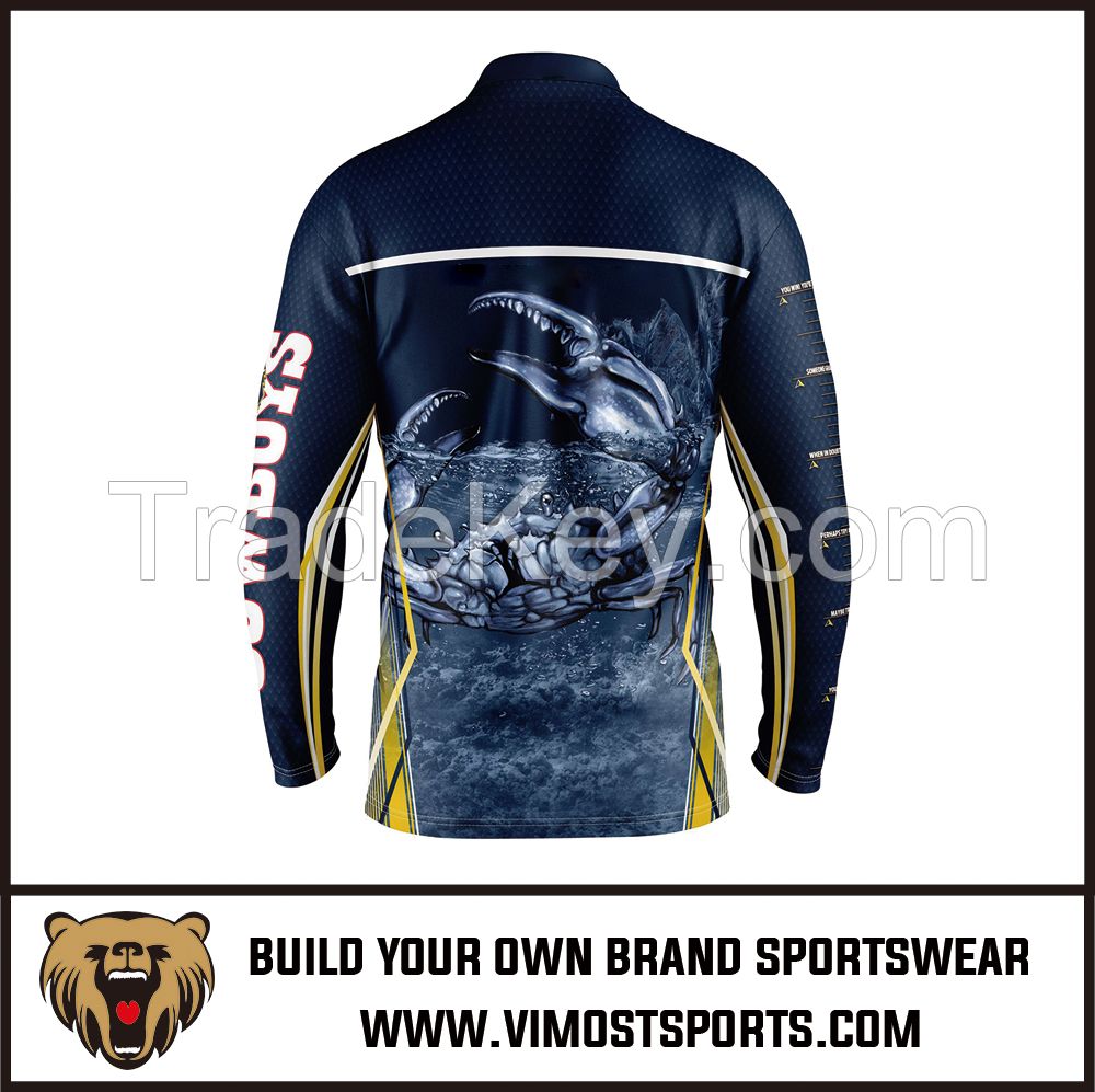 Custom 100% Polyester Fish Apparel Men Sublimation Long Sleeve