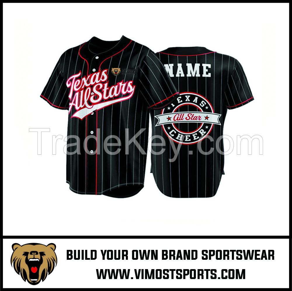  Polyester Custom Sublimation Full Buttons Men Baseball Jersey