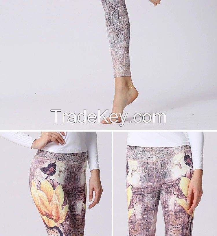 Women Stretched Printed Yoga Pants