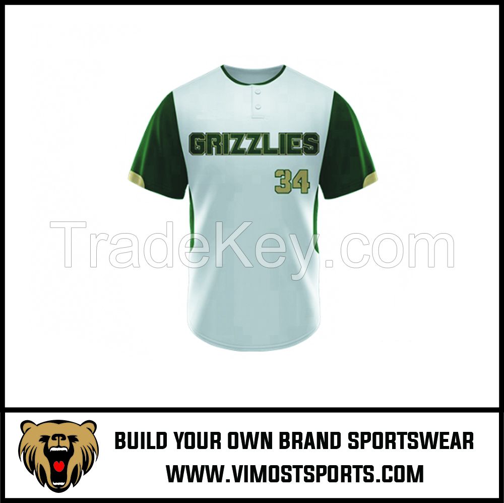 Polyester Custom Sublimation Two Buttons Men Baseball Jersey
