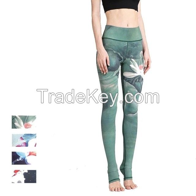 Women Sexy Yoga Pants Printed Dry Fit Green