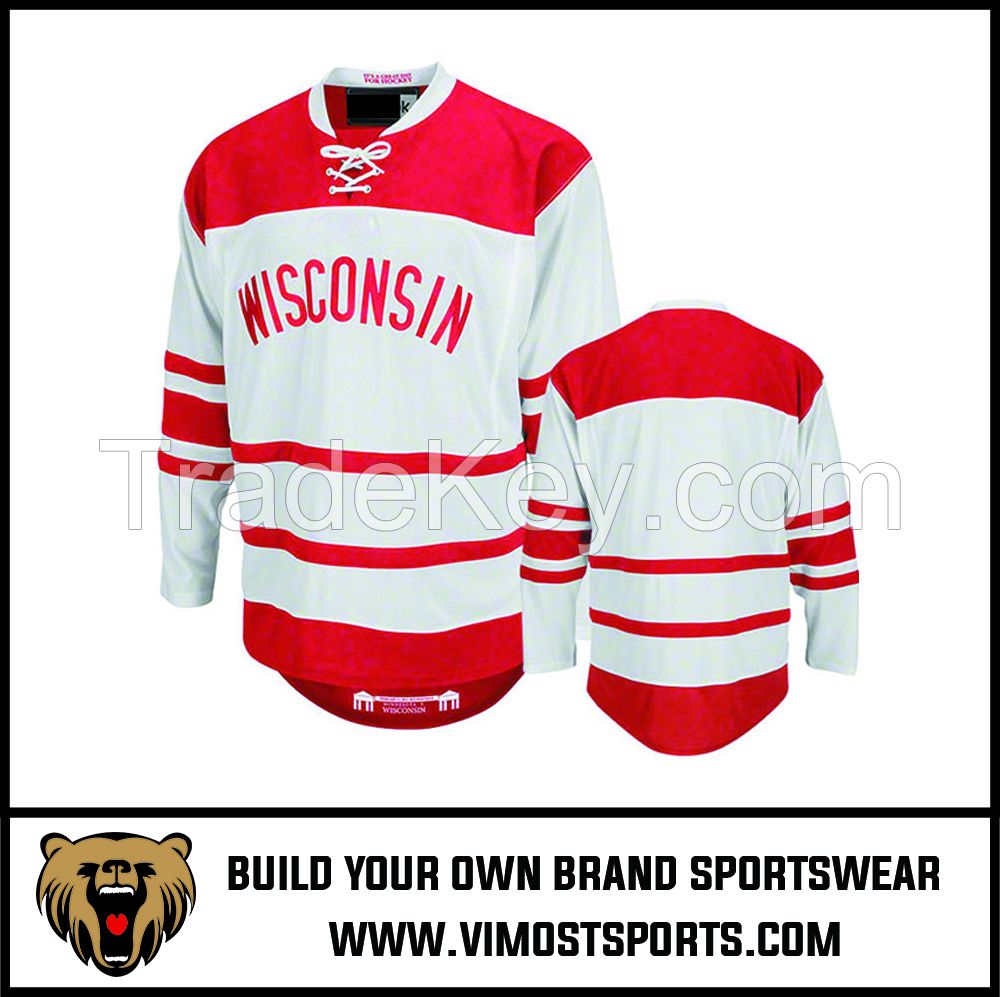 cheap sublimated printing Ice Hockey Jersey with strings Sportswear 