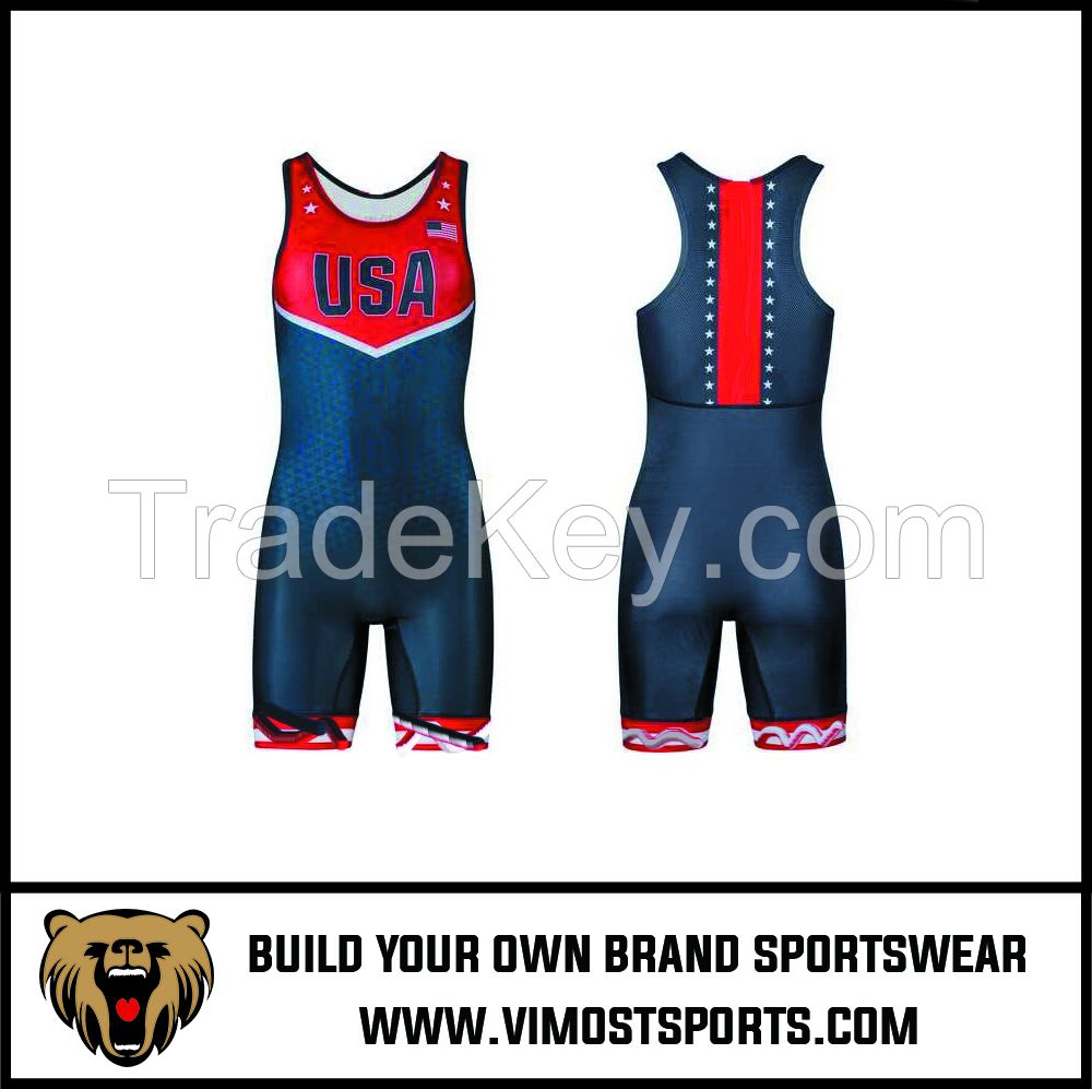 Custom Sublimation printing cheap Men wrestling singlets