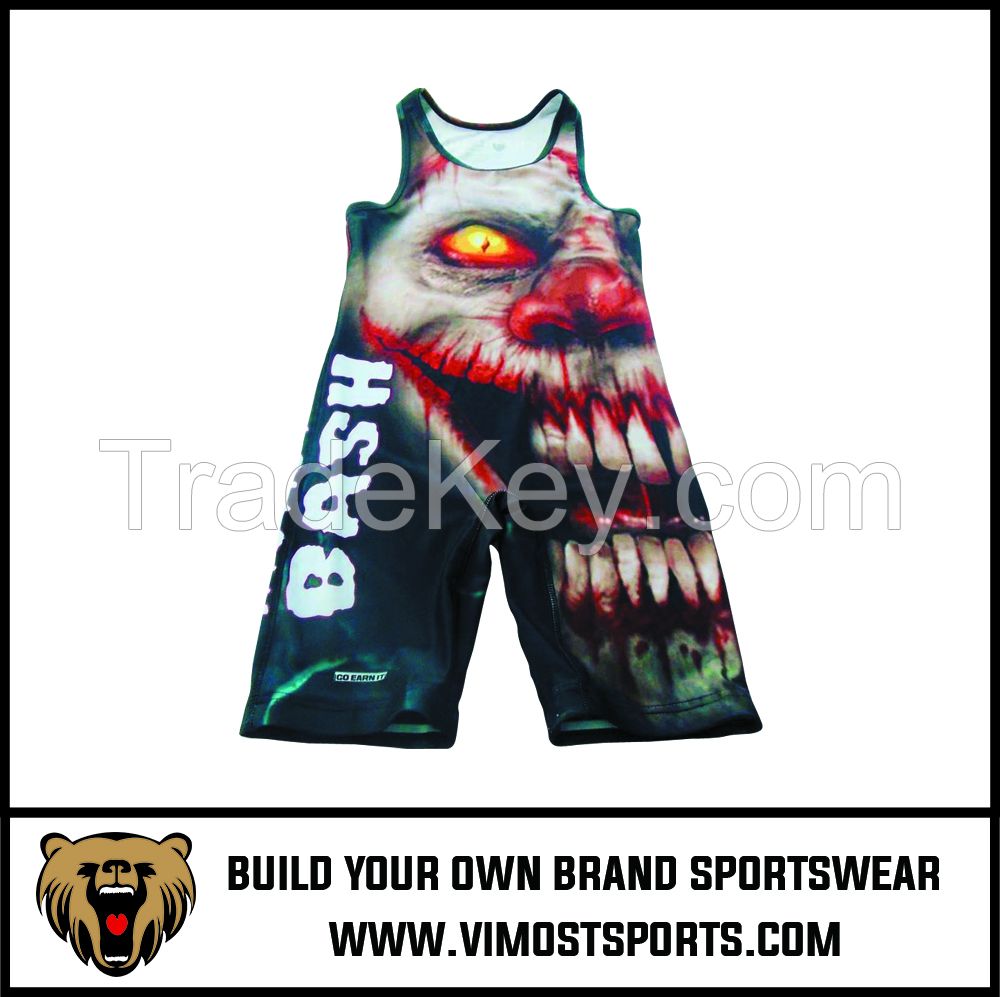 Specialized Custom Sublimation printing cheap wrestling singlets for sale