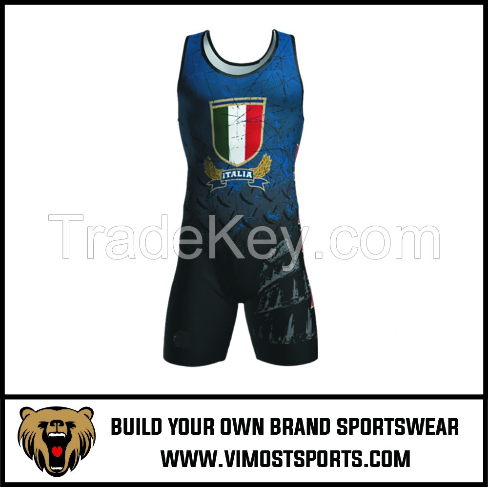 Specialized Custom Sublimation printing cheap wrestling singlets for sale