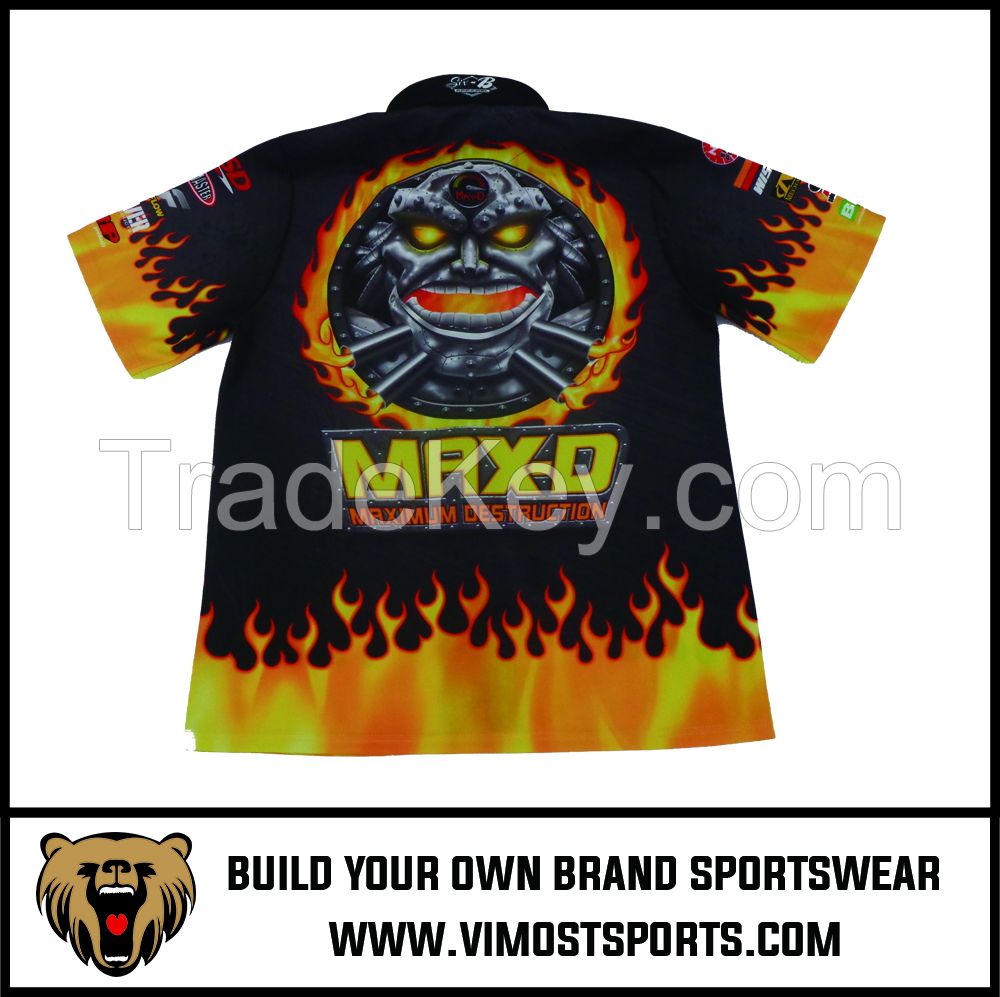 Custom Motor Wear Sublimation Men Racing shirt pit crew shirt